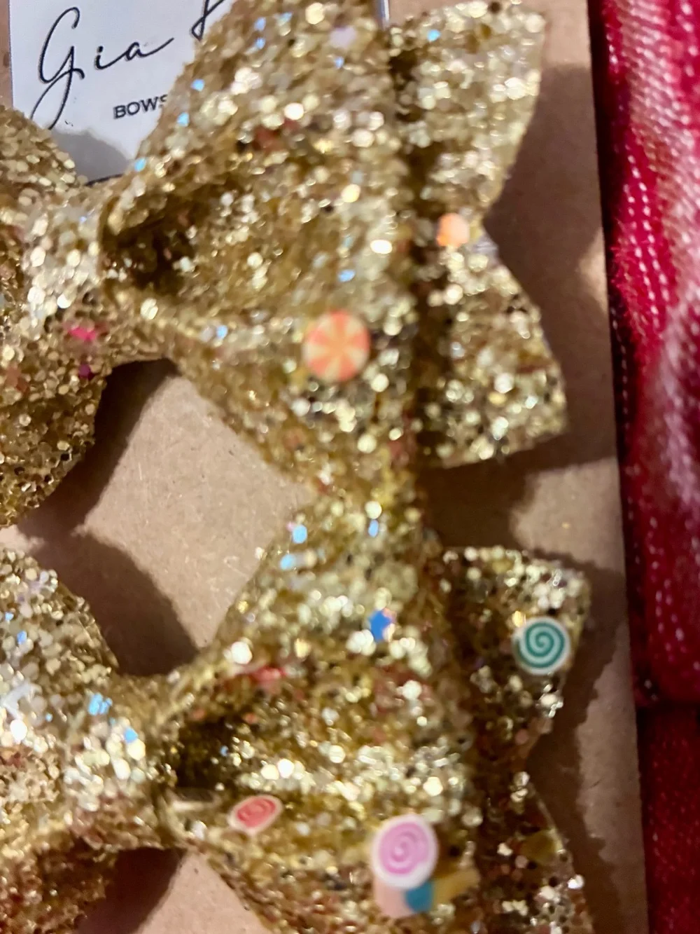 NWT Gold Glitter Hair Bows for Kids - Set of 2